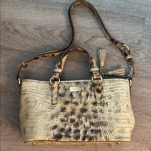 Brahmin Tan Shoulder Bag with Gold Accents